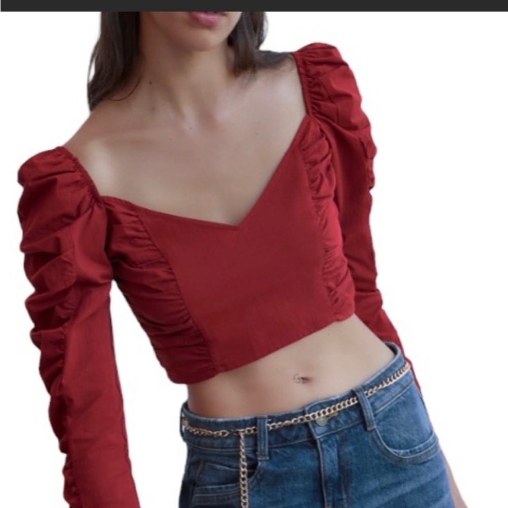 Cropped Wine Red Zara Bodysuit